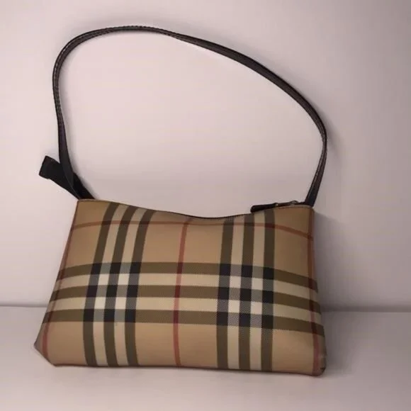 Pre-Loved Authentic BURBERRY Nova Check Pouch Handbag – Beige/Black PVC 👜 - Picture 8 of 12
